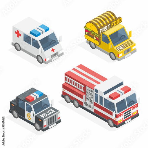 Set of the isometric cars