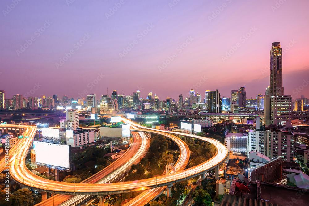 Bangkok city day view with main traffic