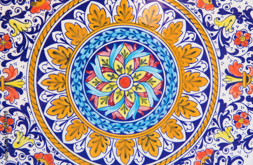CORDOBA, SPAIN - MAY 26, 2015: The detail of ceramic plate from the market.