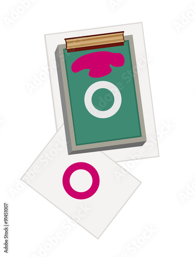 Vector icon of screen printing frame with spatula and color