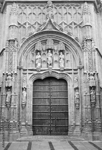 CORDOBA, SPAIN - MAY 26, 2015: The gothic portal of Royal hospital San Sebastian built to a design by Hernan Ruiz, el Viejo (1512 - 1516)