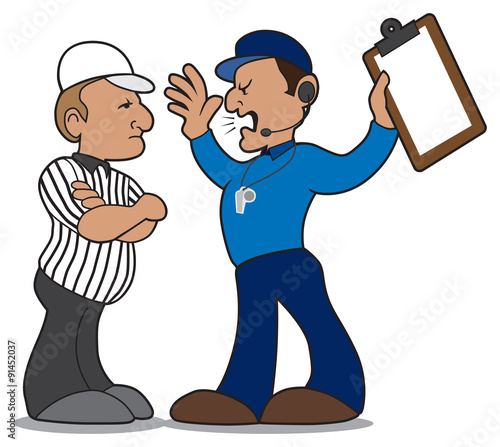 Coach arguing with referee about recent call