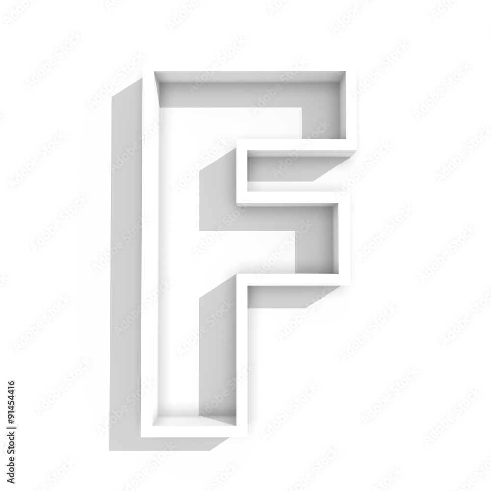 white isolated letter F in white background with shadow white isolated letter F in white background with shadow