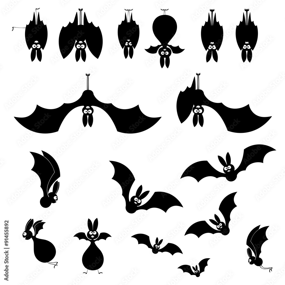 Naklejka premium Set vector bats images isolated on white background