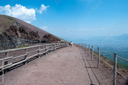Railing of a path  on the crater volcano Vesuvius  Naples