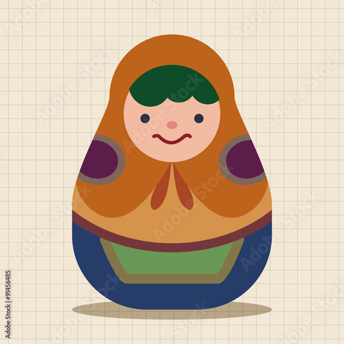 Matryoshka , Russian traditional wooden doll, vector pattern, fl