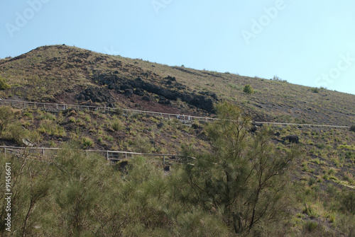 Railing of a path, on the crater volcano Vesuvius, Naples