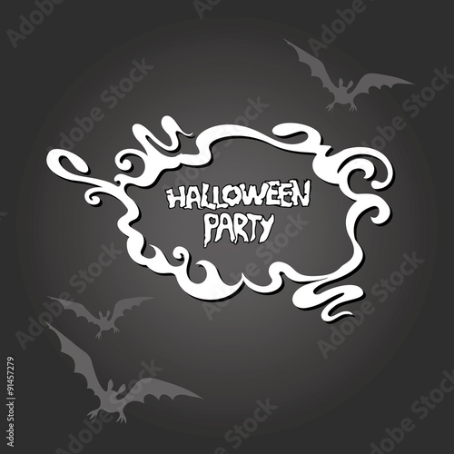 Halloween frame with a flying bat on a dark background.