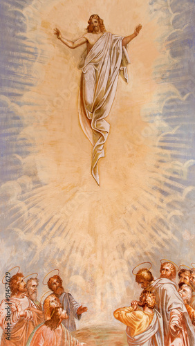 Banska Stiavnica - Ascension of Christ fresco in church of baroque calvary 
