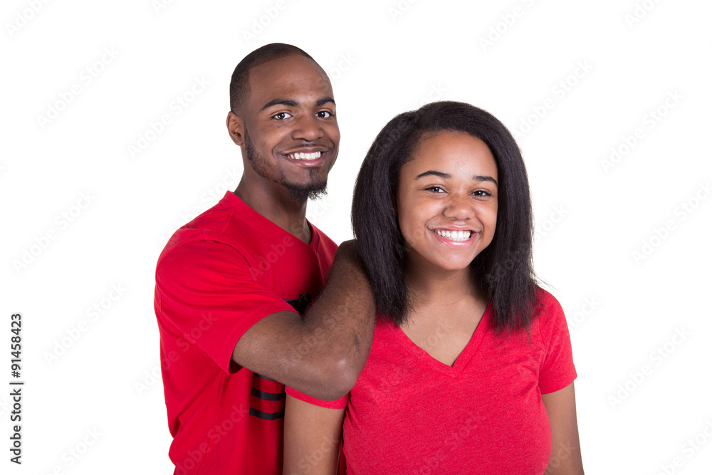 Teenage siblings isolated on white Teenage siblings isolated on white