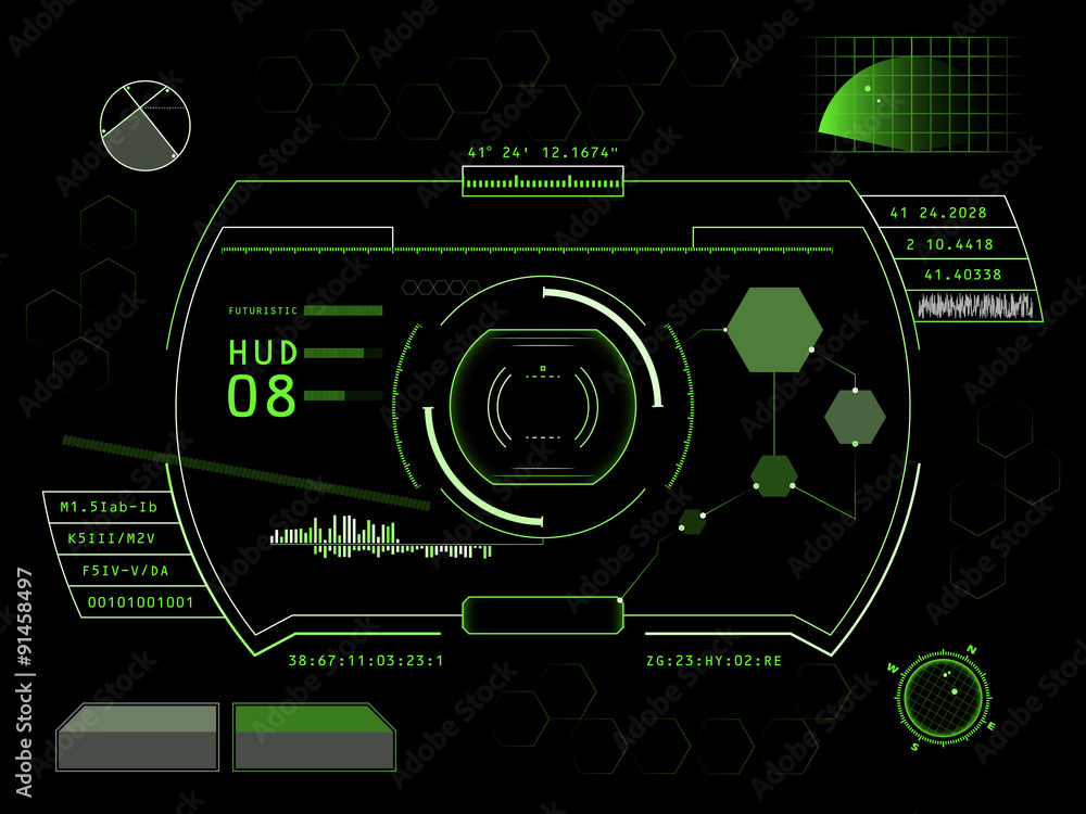 Futuristic touch screen user interface HUD Futuristic touch screen user interface HUD