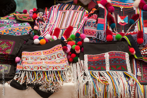 Картината върху платно Colorful clothes of Mein minority hill tribe in Thailand.