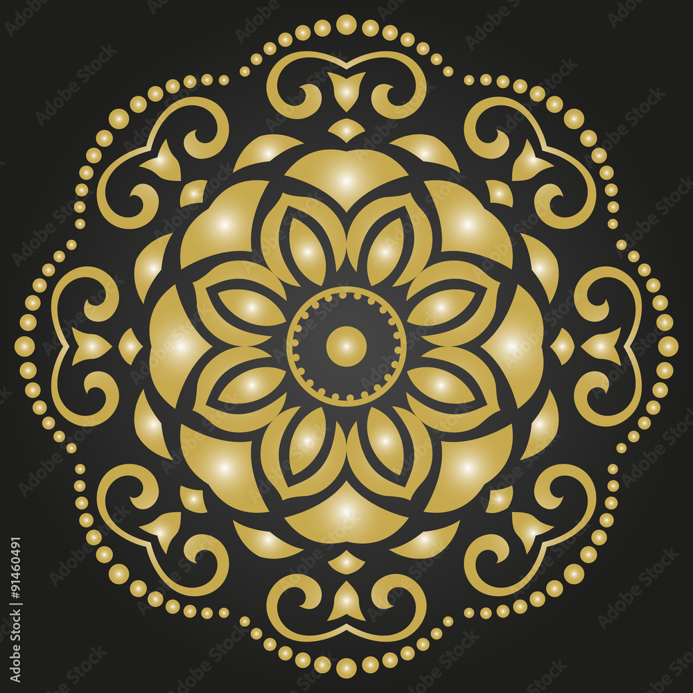 Floral  Abstract Golden Ornament