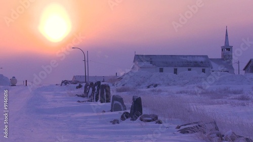 Sunset or sunrise at Churchill, Manitoba, Canada, Hudson Bay.