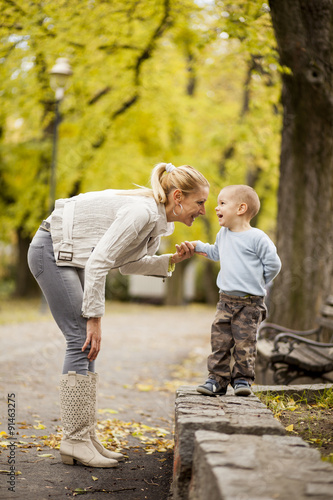 Mother and son in the autum...