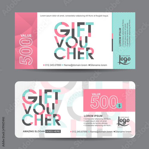 Gift voucher template with colorful pattern,cute gift voucher certificate coupon design template,
Collection gift certificate business card banner calling card poster,Vector illustration