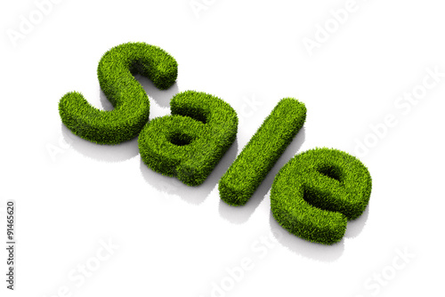 Green grassy symbol of sale isolated on white