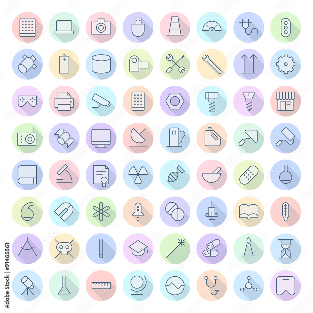 Thin Line Icons For Technology, Industry and Science Thin Line Icons For Technology, Industry and Science