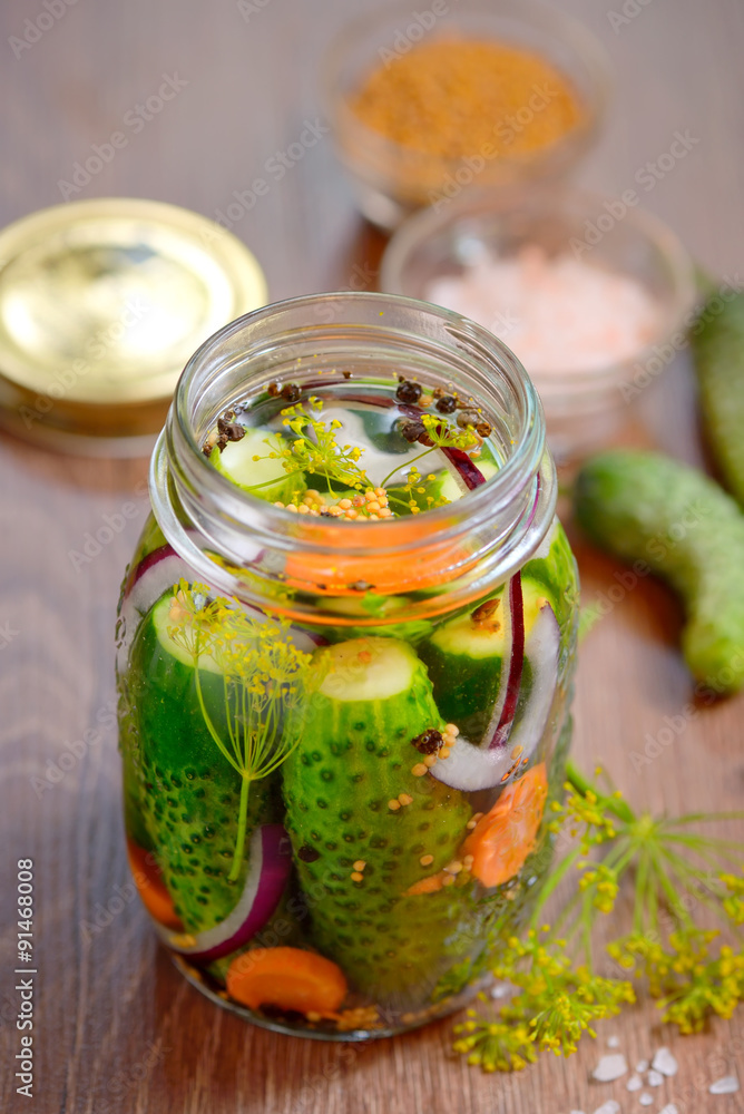 Pickled cucumbers, homemade preserved Pickled cucumbers, homemade preserved