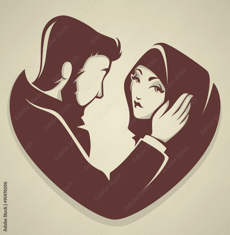 muslim love, couple, wedding, bride and groom. Stock Vector ...