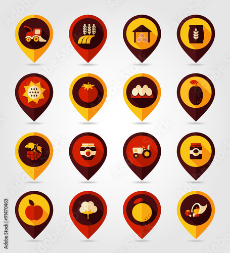Autumn Harvest Thanksgiving flat mapping pin icon