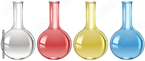 Science flasks in four colours