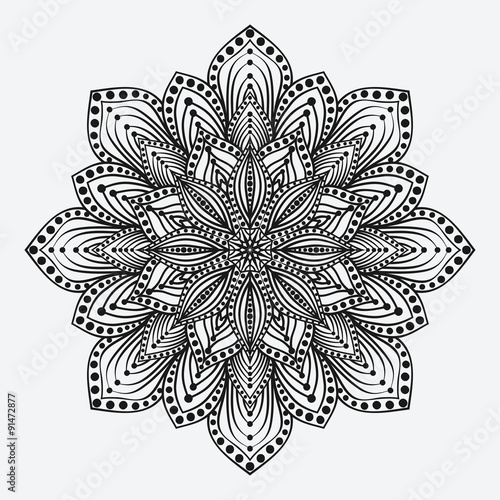 mandala. stylized floral circular monochrome pattern