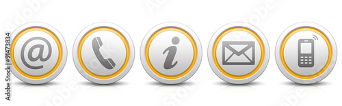 Contact Us – Set of light gray buttons with reflection & yellow