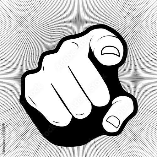 Pointing finger or hand pointing icon isolated on grey