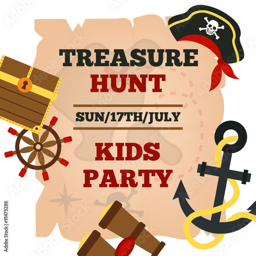 Pirates kids party announcement poster