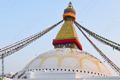 view of Boudhanath, the famous temple in Kathmandu, Nepal