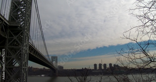 Panning wide shot of the George Washington Bridge connecting New York to new Jersey. photo