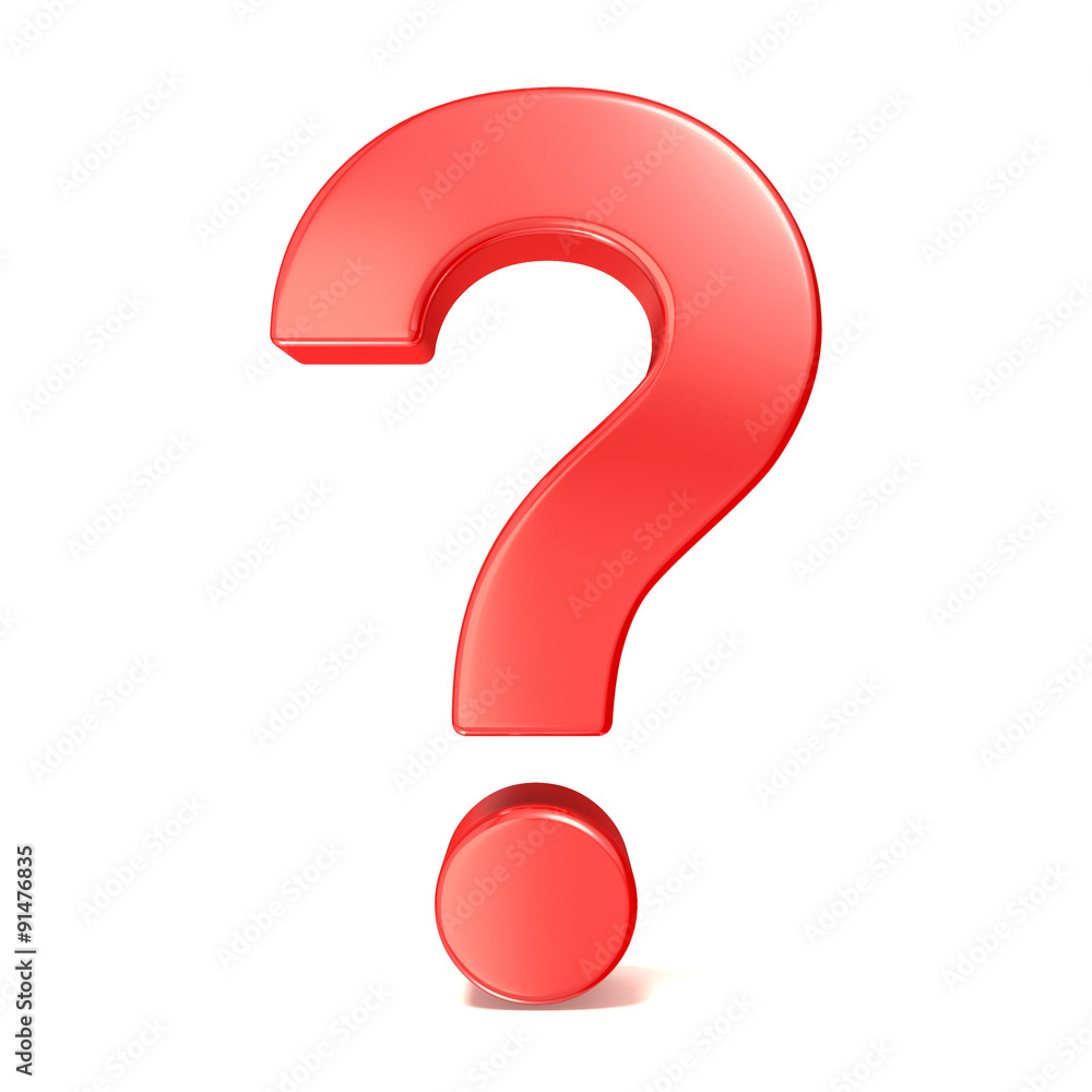 Red question mark. 3D render illustration isolated on white background Red question mark. 3D render illustration isolated on white background