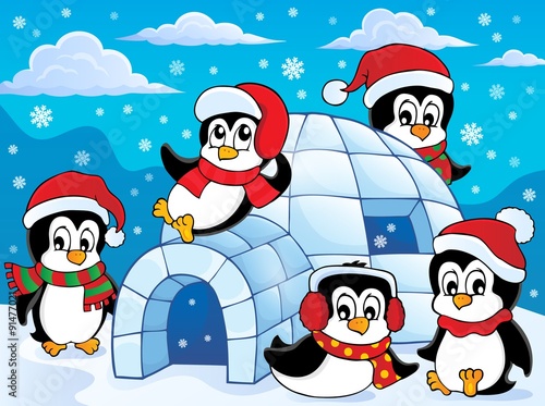 Igloo with penguins theme 2