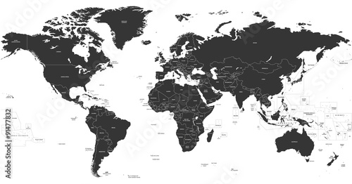 vector political dark grey world map