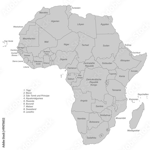 Afrika - Karte in grau (beschriftet)