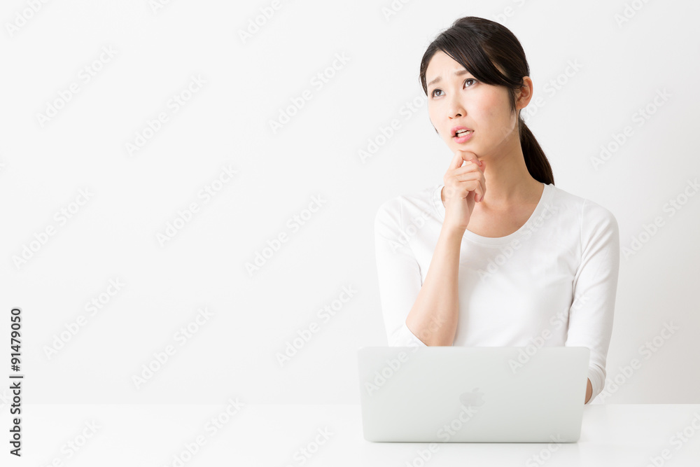 attractive asian woman using laptop attractive asian woman using laptop