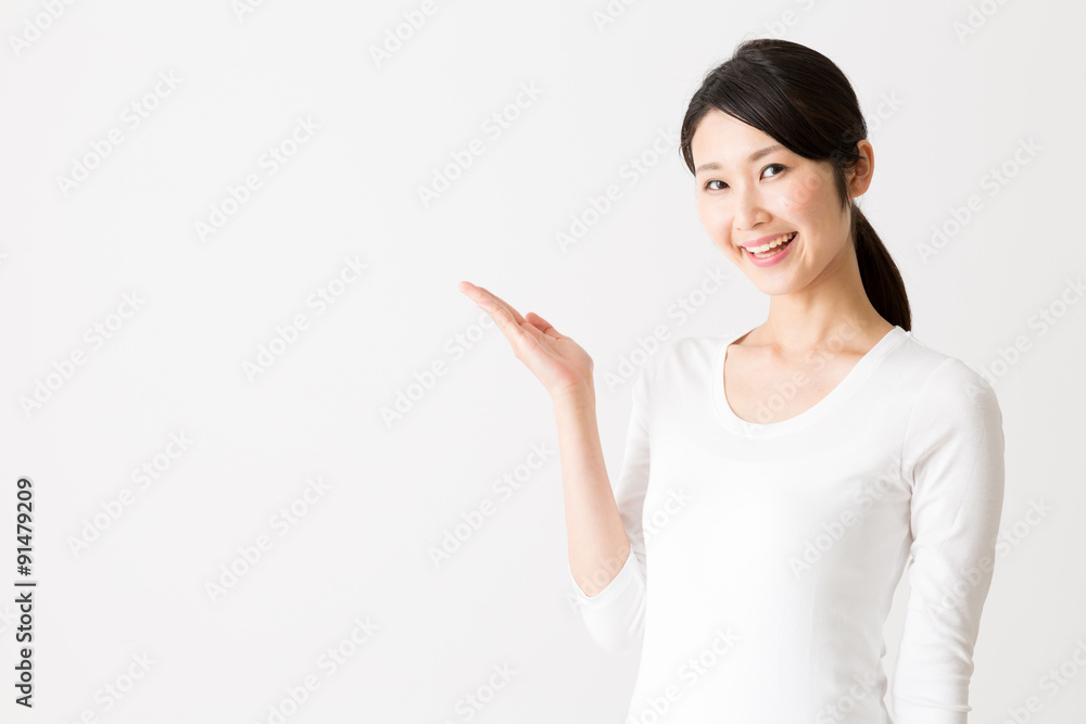 portrait of attractive asian woman on white background portrait of attractive asian woman on white background
