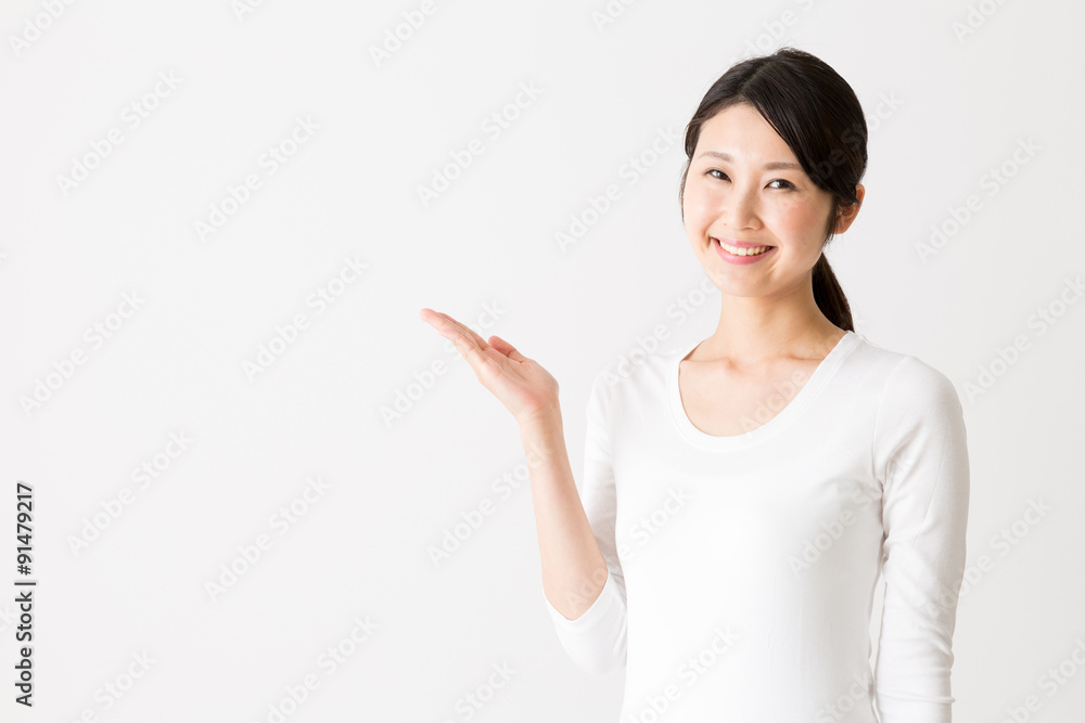 portrait of attractive asian woman on white background portrait of attractive asian woman on white background