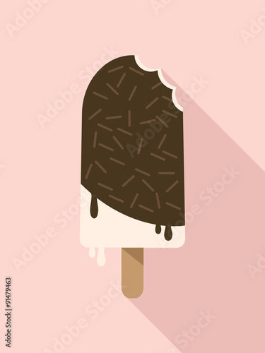 Chocolate Dipped Vanilla Ice Cream Bars icons in flat design with long shadow,vector