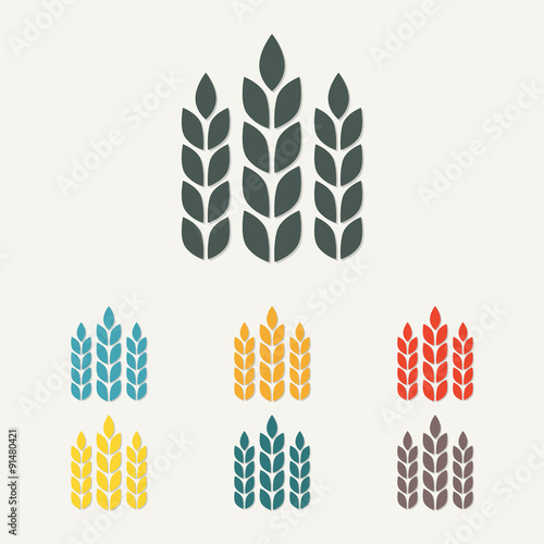 Wheat ears or rice icon. Agriculture symbol. Vector.