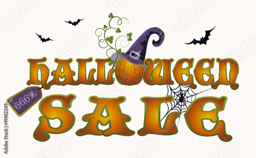 Halloween sale pumpkin banner, vector illustration