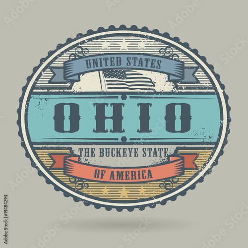 Vintage stamp with the text United States of America, Ohio