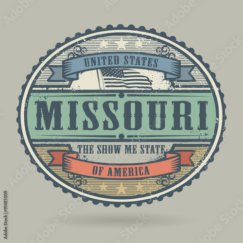 Vintage stamp with the text United States of America, Missouri
