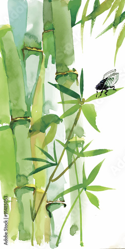 Decorative watercolor bamboo background for your design