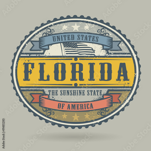 Vintage stamp with the text United States of America, Florida