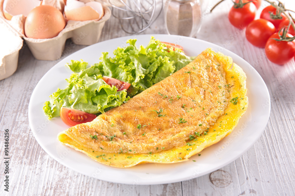 omelet and salad