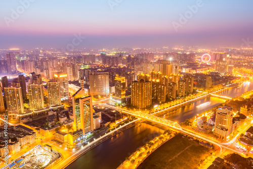 city nightfall scene