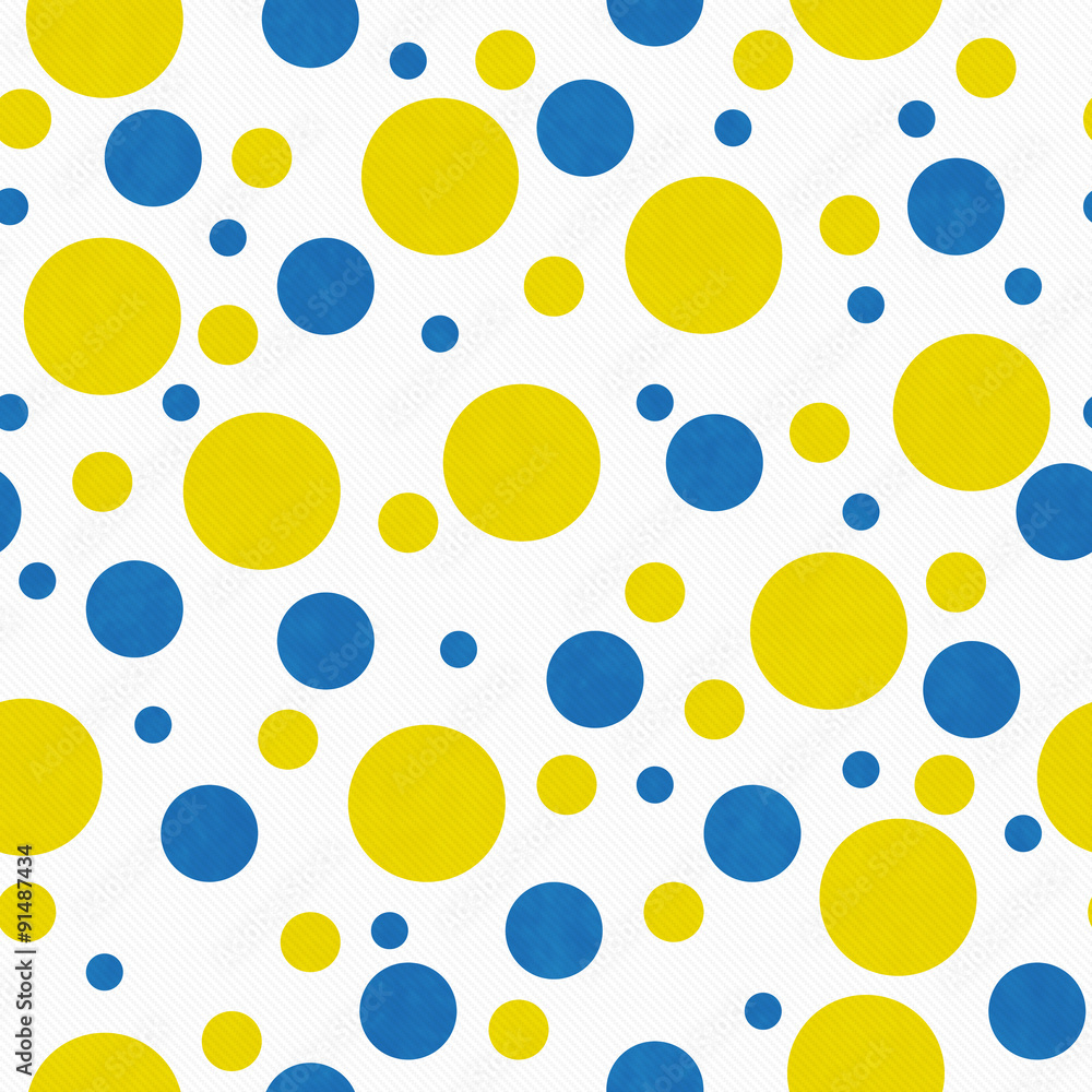Yellow, Blue and White Polka Dot Tile Pattern Repeat Background Yellow, Blue and White Polka Dot Tile Pattern Repeat Background