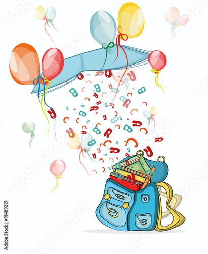 schoolbag, ballons, cartoon photo